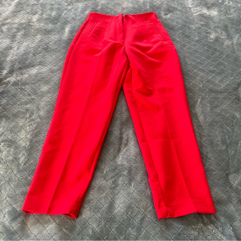 Zara Red high waisted Women's Trousers M